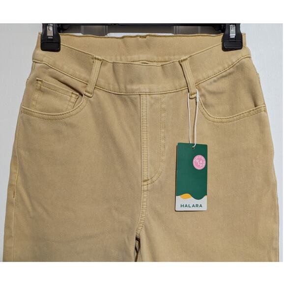 Halara Flex High Waisted Beige Straight Leg Pockets Stretchy Knit Denim Jeans-XS - Picture 5 of 11